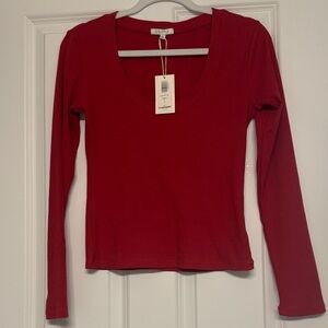 NWT Z-Supply long sleeve Sirena rib red tee. Size S
